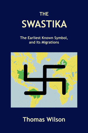 Front cover of The Swastika by Thomas Wilson, published by Symbolon Press; Depicting the four rivers on the four continents bording the Atlantic Ocean, the Nile, Amazon, Mississippi, and Baltic, which stand in relation to each other as do the arms of an enormous swastika.